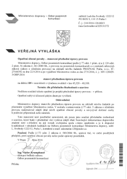 tanovení přechodné úpravy provozu na dálnici D5 č. j. 310