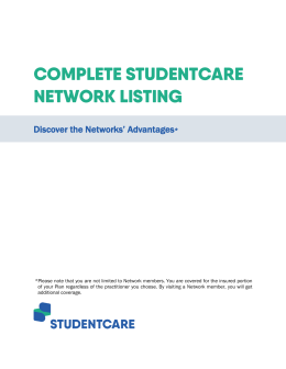 COMPLETE STUDENTCARE NETWORK LISTING