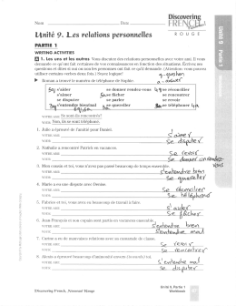 Unit&eacute; 9. Les relations personnelles