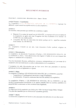 Règlement intérieur - Résidences Sonatel "La Somone"