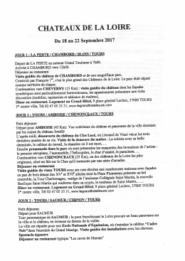 "Les Ch&acirc;teaux de la Loire" Septembre 2017