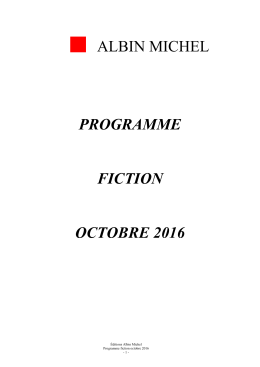 ALBIN MICHEL PROGRAMME FICTION OCTOBRE 2016