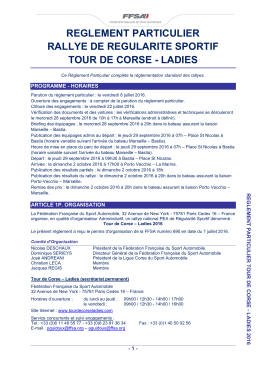 reglement particulier - Tour de Corse Ladies
