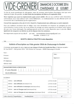 Bulletin d`inscription vide-grenier – 2 octobre 2016