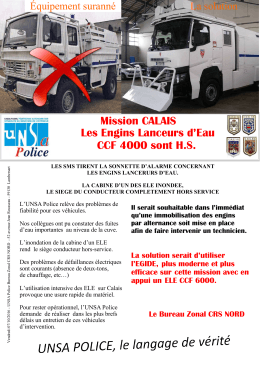 Mission CALAIS Les Engins Lanceurs d`Eau CCF - Unsa