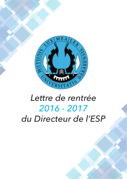Lettre de rentrée 2016 - 2017 du Directeur de l`ESP