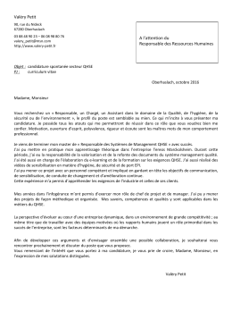 Valèry Petit A l`attention du Responsable des Ressources Humaines