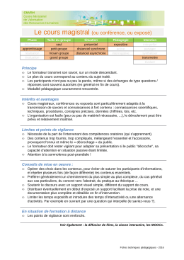 Le cours magistral (ou conférence, ou exposé)