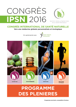 programme-ipsn - Congrès international de Santé Naturelle