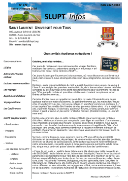 SLUPT Infos - Saint-Laurent Université Pour Tous