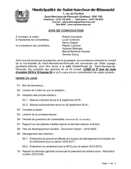 Télécharger la nouvelle - Municipalité de Saint-Narcisse-de