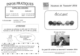 Programme groupe bleus - Centre socioculturel du Coteau