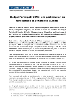 Budget Participatif 2016 : une participation en forte