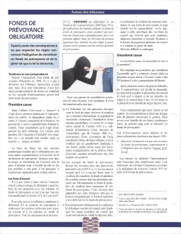 FONDS DE PRÉVOYANCE