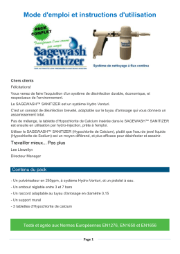 Mode d`emploi - Sagewash Sanitizer