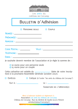 Bulletin d`Adhésion - Château de Cercamp