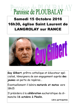 Samedi 15 Octobre 2016 16h30, église Saint Laurent de