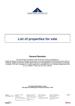 List of properties for sale