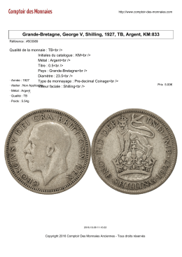 Grande-Bretagne, George V, Shilling, 1927, TB, Argent, KM:833