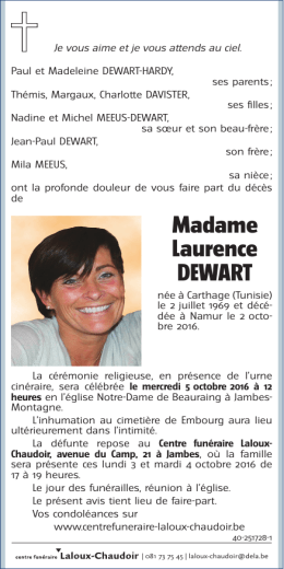 Madame Laurence DEWART