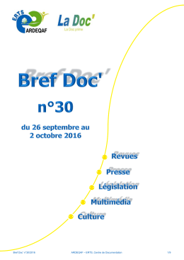 Bref Doc` n°30 - Catalogue en ligne ARDEQAF