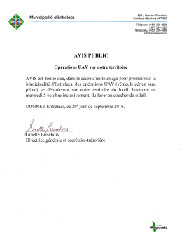 consultez l`avis public. - Municipalit&eacute; d`Entrelacs