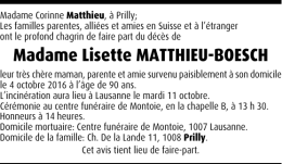 Madame Lisette MATTHIEU-BOESCH