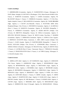 Comité scientifique F. ABDERRAHIM (Constantine. Algérie), N