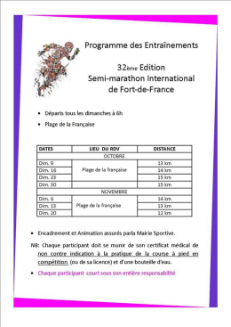 Programme des Entraînements