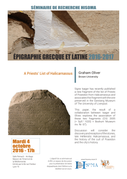épigraphie grecque et latine 2016-2017