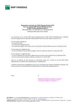 Les versements sur les contrats BNP Paribas Multiplacements et