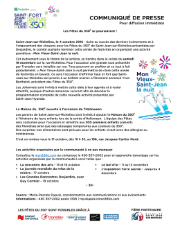 Les Fêtes du 350e se poursuivent! - Ville de Saint-Jean-sur