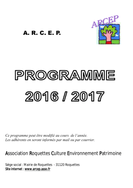 Programme ARCEP 2016-2017