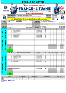 FEUILLE DE MATCH