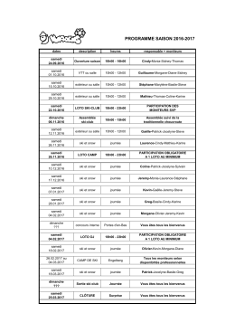 Le programme pour la saison 2016-2017