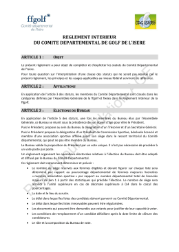 Règlement Intérieur - Comité Départemental Golf de l`Isère