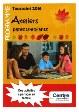 Programme des ateliers parents-enfants pour les vacances de la