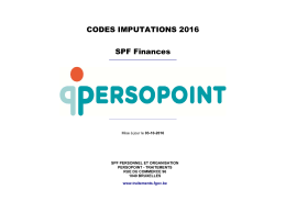 CODES IMPUTATIONS 2016 SPF Finances