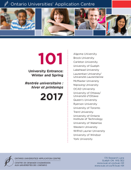 Winter/Spring Entry publication - Ontario Universities` Application