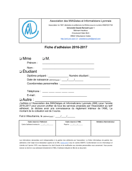 fiche adhésion - AML - Université Claude Bernard Lyon 1