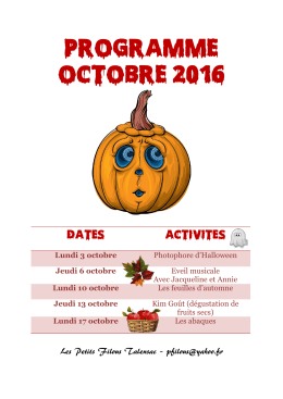 Programme Octobre 2016