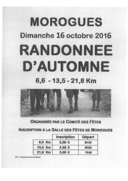 Page 1 MOROGUES Dimanche 16 octobre 2016 RANDONNEE D