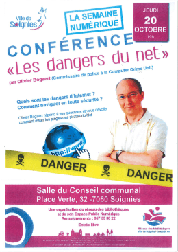 Ville de Soignies - CONFERENCE: "Les dangers du net"