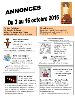 Annonces du 3 au 16 octobre - Diocèse de Grenoble