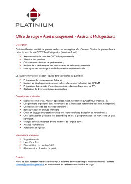 Offre de stage « Asset management - Assistant
