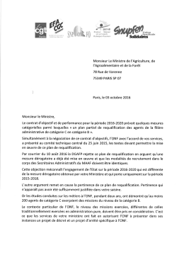 Lettre intersyndicale au Ministre de l`Agriculture - EFA-CGC