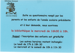 Page 1 Bibliothèque Municipale - *** Suite au questionnaire rempli