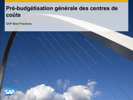 Pré-budgétisation générale des centres de coûts