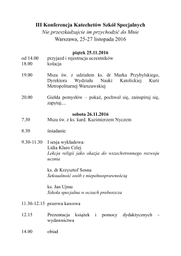 III Konferencja Katechetów Szkół Specjalnych w Warszawie