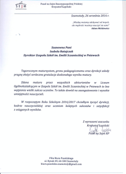 the PDF file - Zespół Szkół im. Emilii Sczanieckiej w